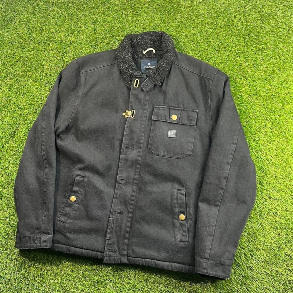 Roark Mens Jacket Black Size L Large Faux Fur Sherpa Lined Axeman Coat